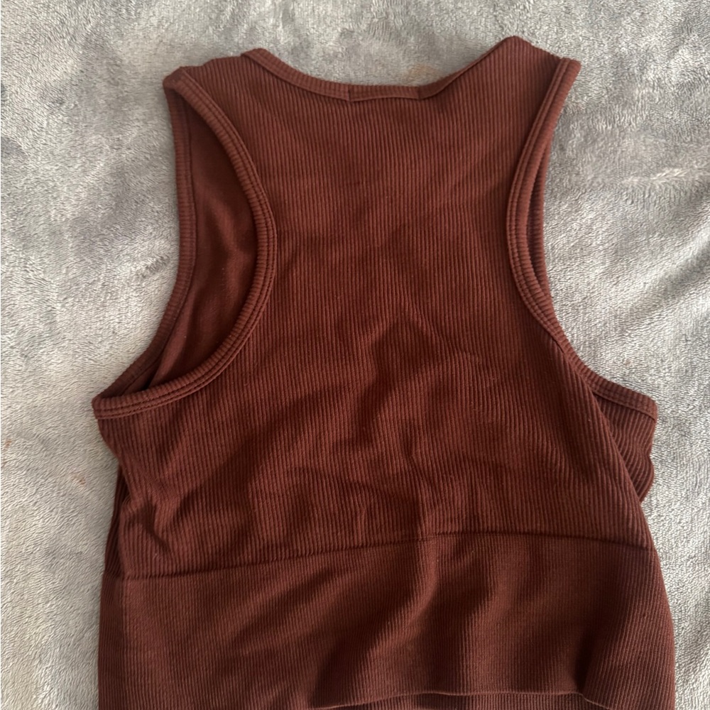 Women's Chocolate Ribbed Tank Top - Picture 2 of 2